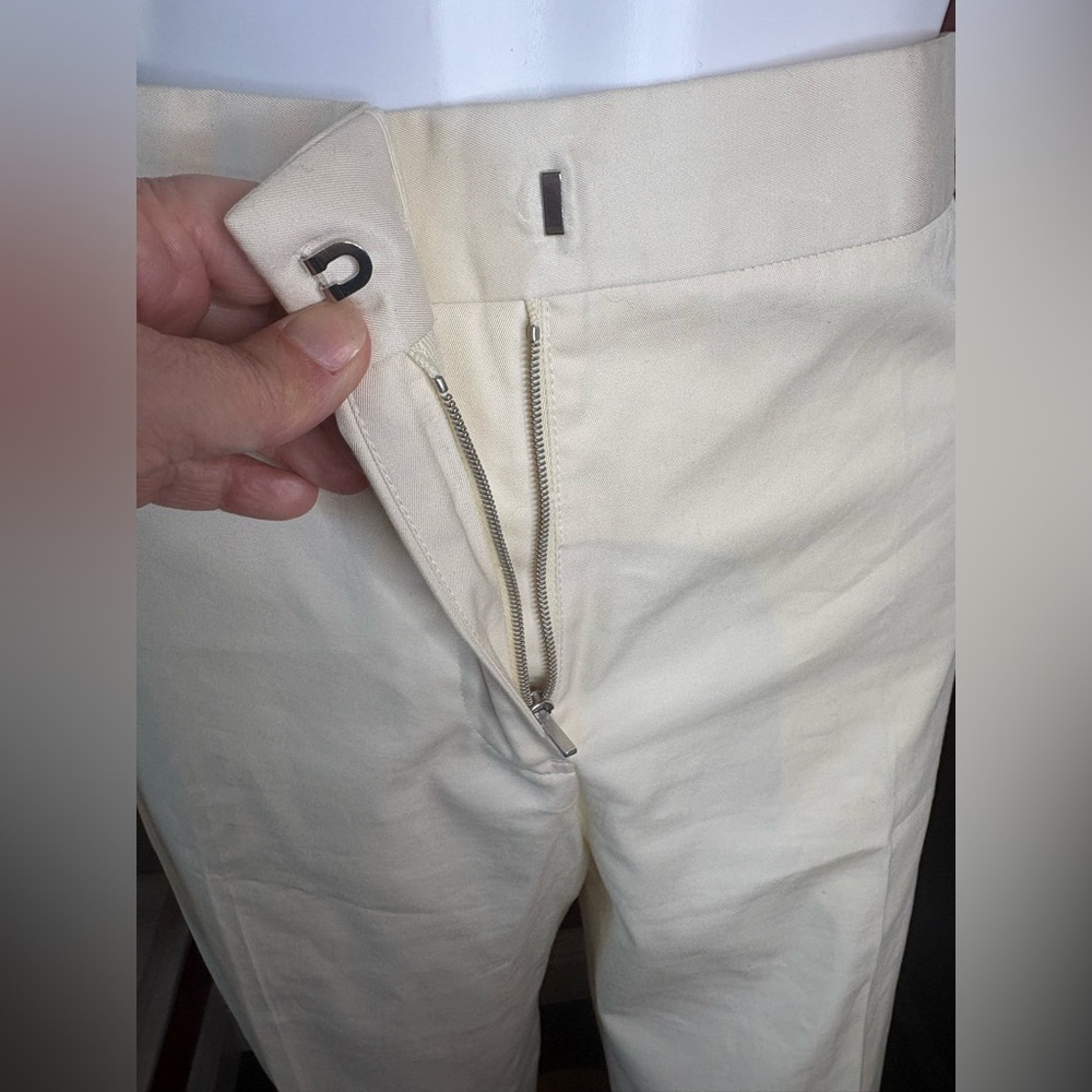 Jil Sander Cropped Cotton Straight Leg Pants - Butter - Size 38 - Picture 11 of 12